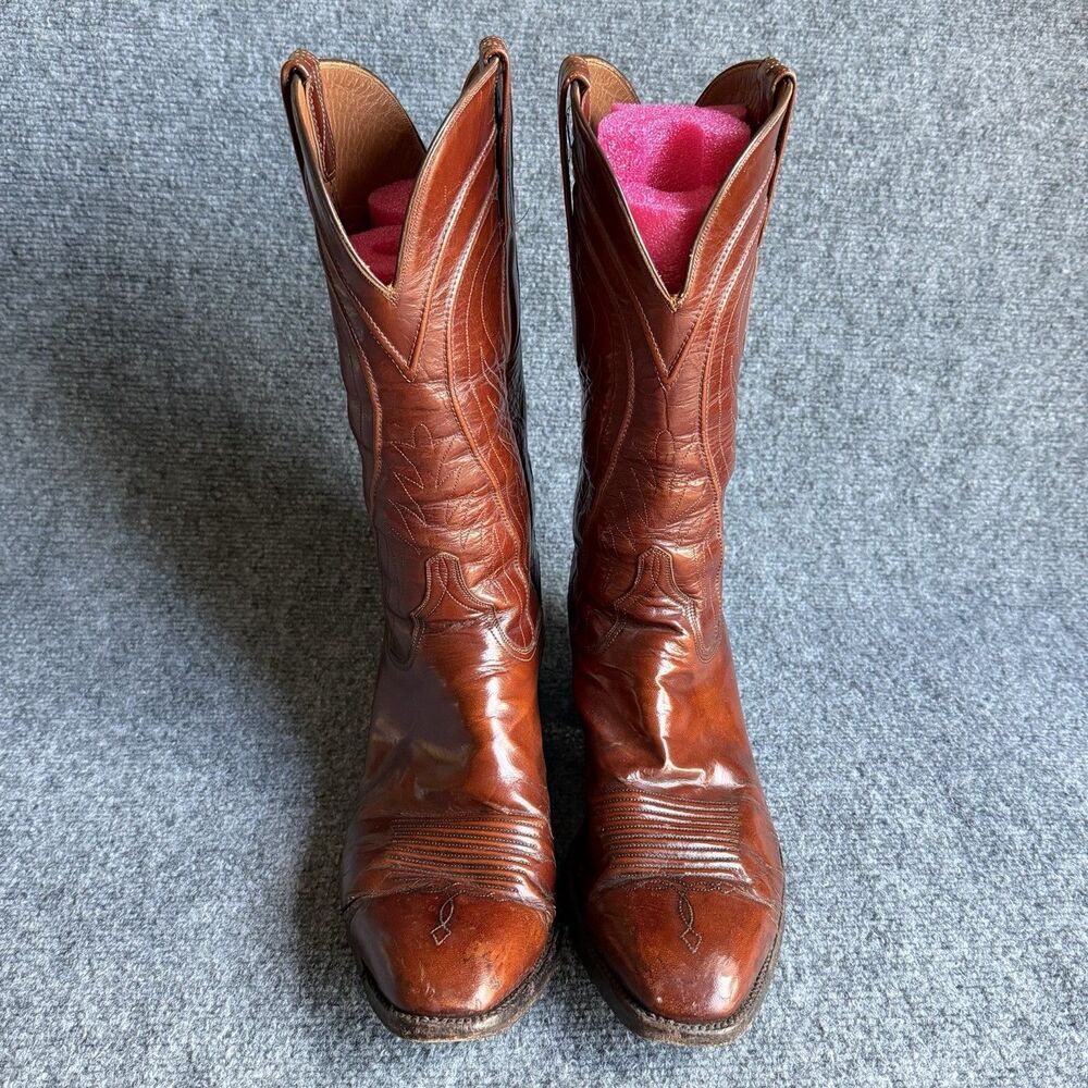 Vintage Lucchese L6609 Brown Leather Cowboy Western Boots Men’s 11 D USA - Picture 5 of 16